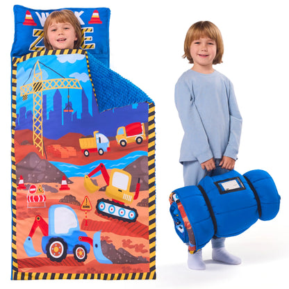 Toddler Nap Mat with Pillow & Blanket 鈥?Roll Up Nap Mat for Preschool- Soft Kids Sleeping Mat