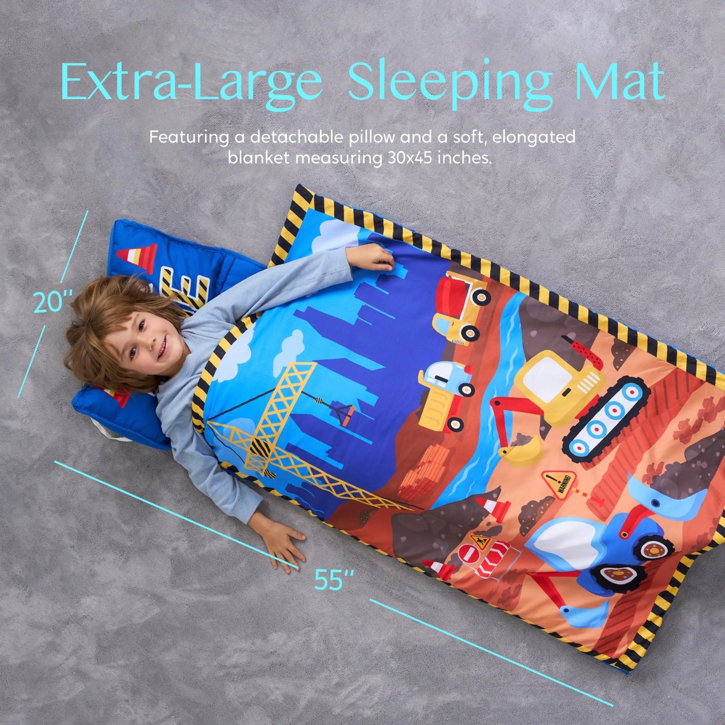 Toddler Nap Mat with Pillow & Blanket 鈥?Roll Up Nap Mat for Preschool- Soft Kids Sleeping Mat