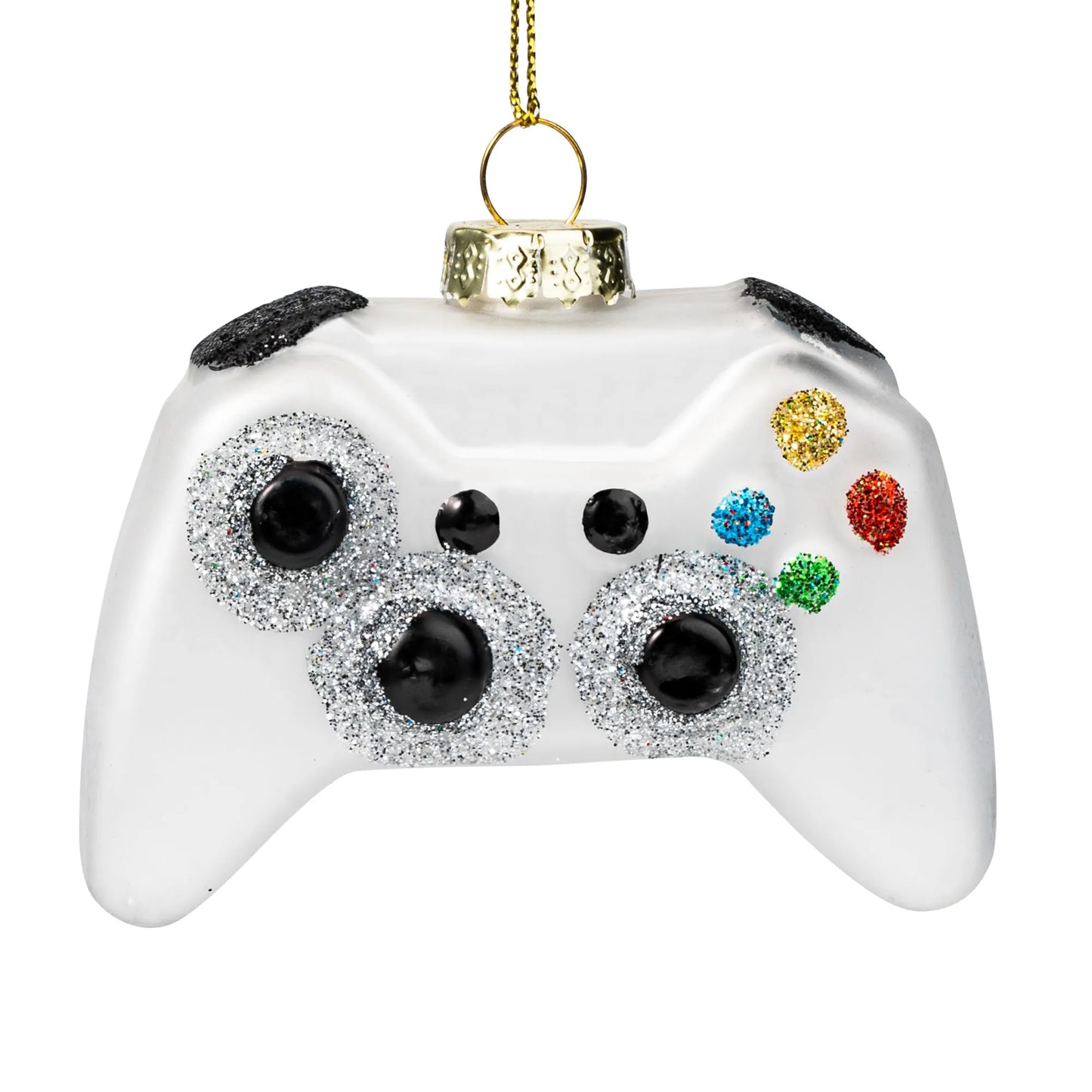 White Game Controller Glass Ornament for Christmas Tree Decoration