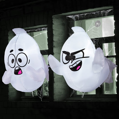 2 Pack 2.6 FT Inflatable Window Ghost - LED Halloween Decor