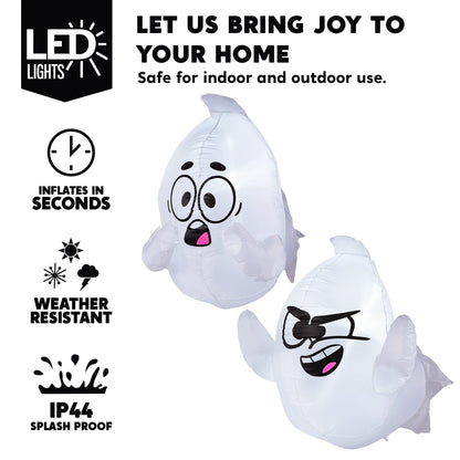 2 Pack 2.6 FT Inflatable Window Ghost - LED Halloween Decor