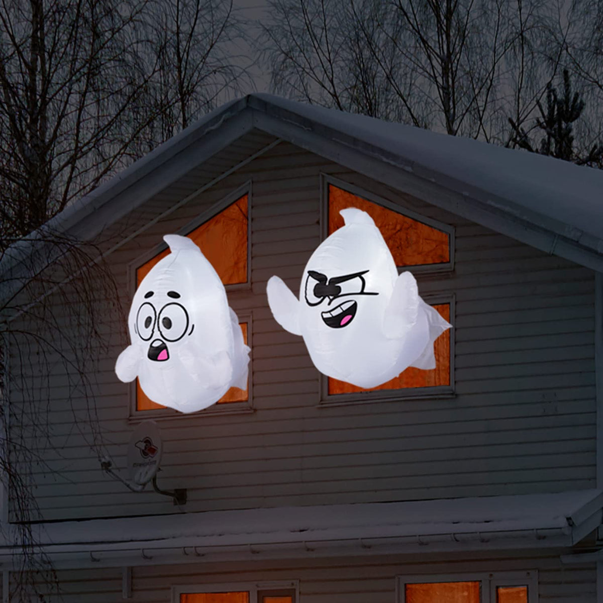 2 Pack 2.6 FT Inflatable Window Ghost - LED Halloween Decor