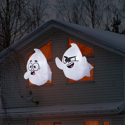 2 Pack 2.6 FT Inflatable Window Ghost - LED Halloween Decor