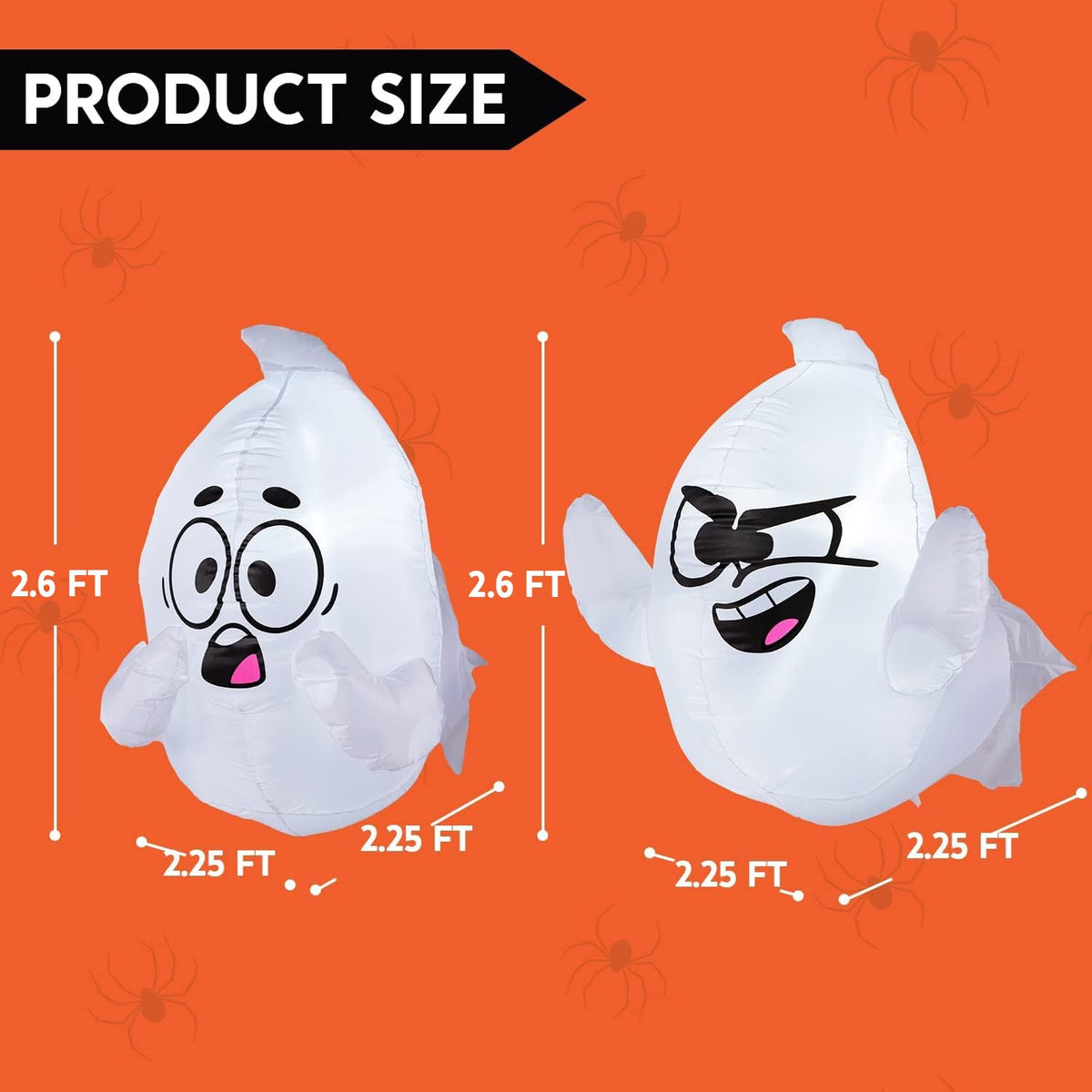 2 Pack 2.6 FT Inflatable Window Ghost - LED Halloween Decor