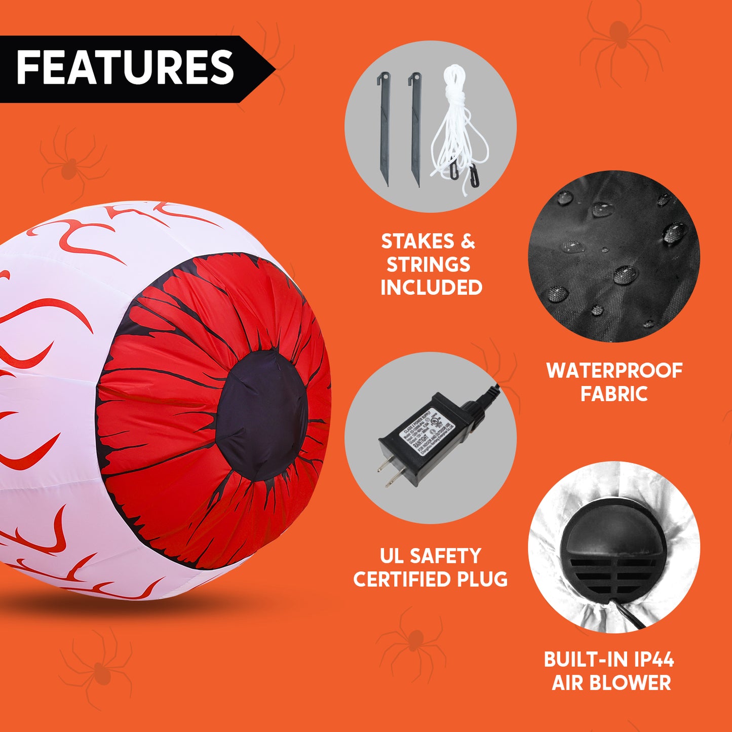 3ft Halloween Inflatable Large Set of Red Eyes