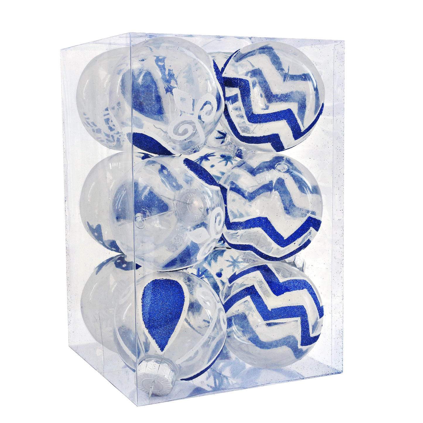Blue & White Print Transparent Ornaments, 12 Pcs