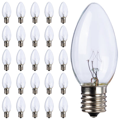 C9 Incandescent Bulb 25 Packs, Christmas Replacement Light Bulb