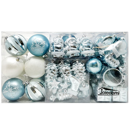 81 Pcs Assorted Shape Christmas Ornaments (Babyblue and white)