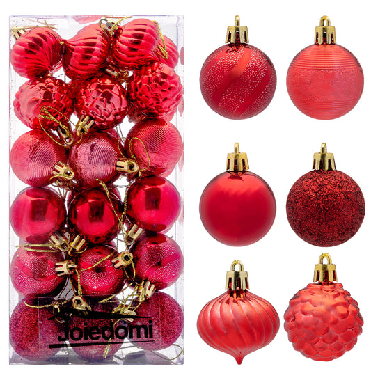 1.57" Red Christmas Ball Ornaments 6Pcs