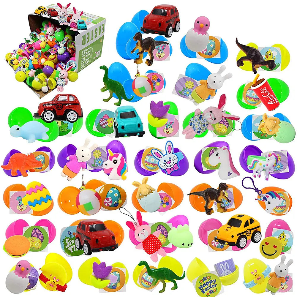 100Pcs Toys and Stickers Prefilled Easter Eggs 2.5in