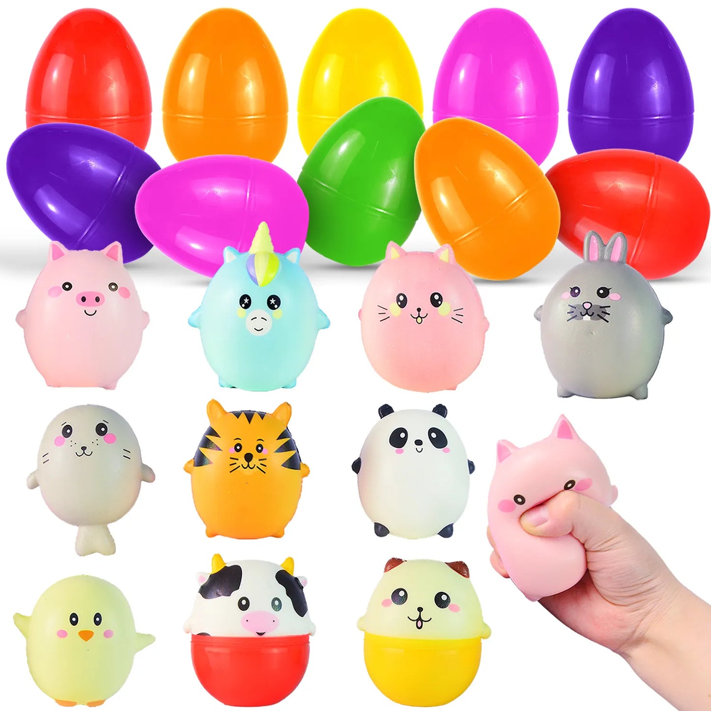 10Pcs 4in Cute Animal Squishy Prefilled Easter Eggs for Easter Egg Hunt