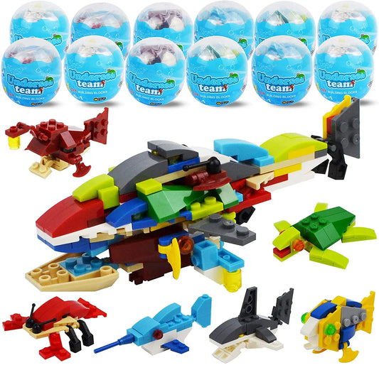 12Pcs Sea Animal Building Blocks Prefilled Easter Eggs