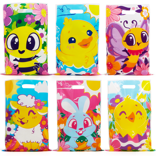 72Pcs Easter Large Plastic Tote Bags