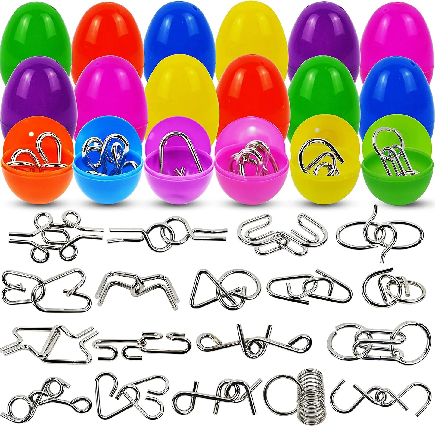 18Pcs Metal Brain Teaser Puzzles Prefilled Easter Eggs