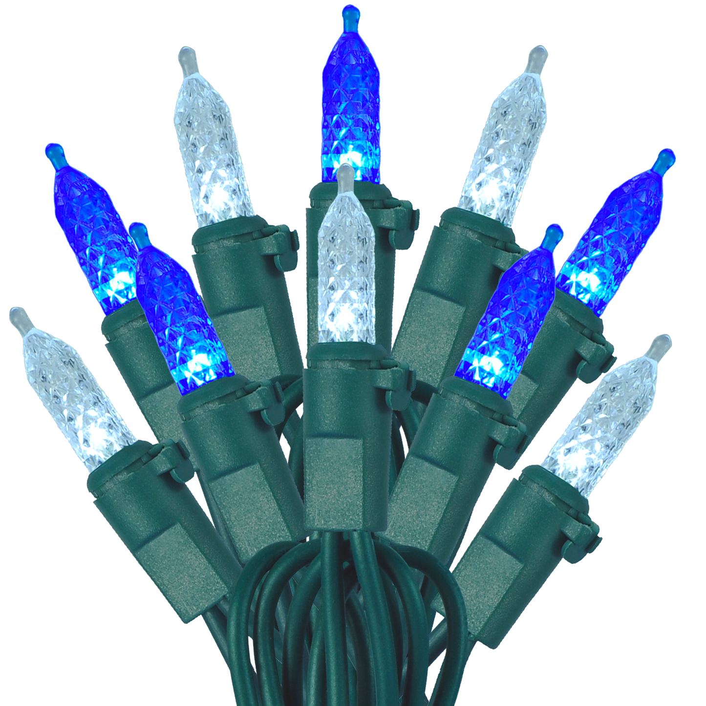 70 Blue & White M5 LED Green Wire String Lights