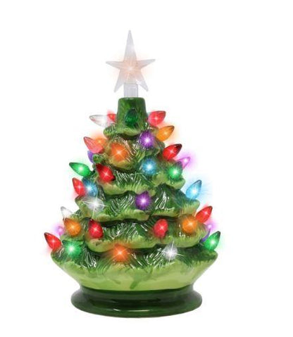 9in Tabletop Prelit Ceramic Christmas Tree