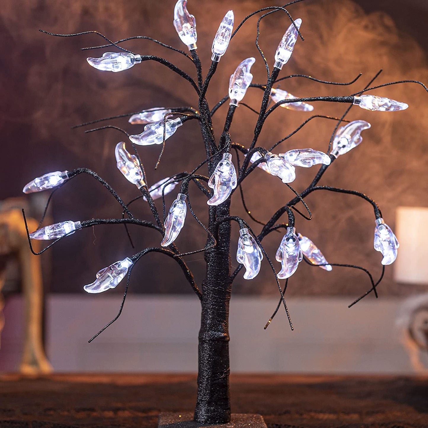 1.5ft LED Glitter Tree - White Ghost