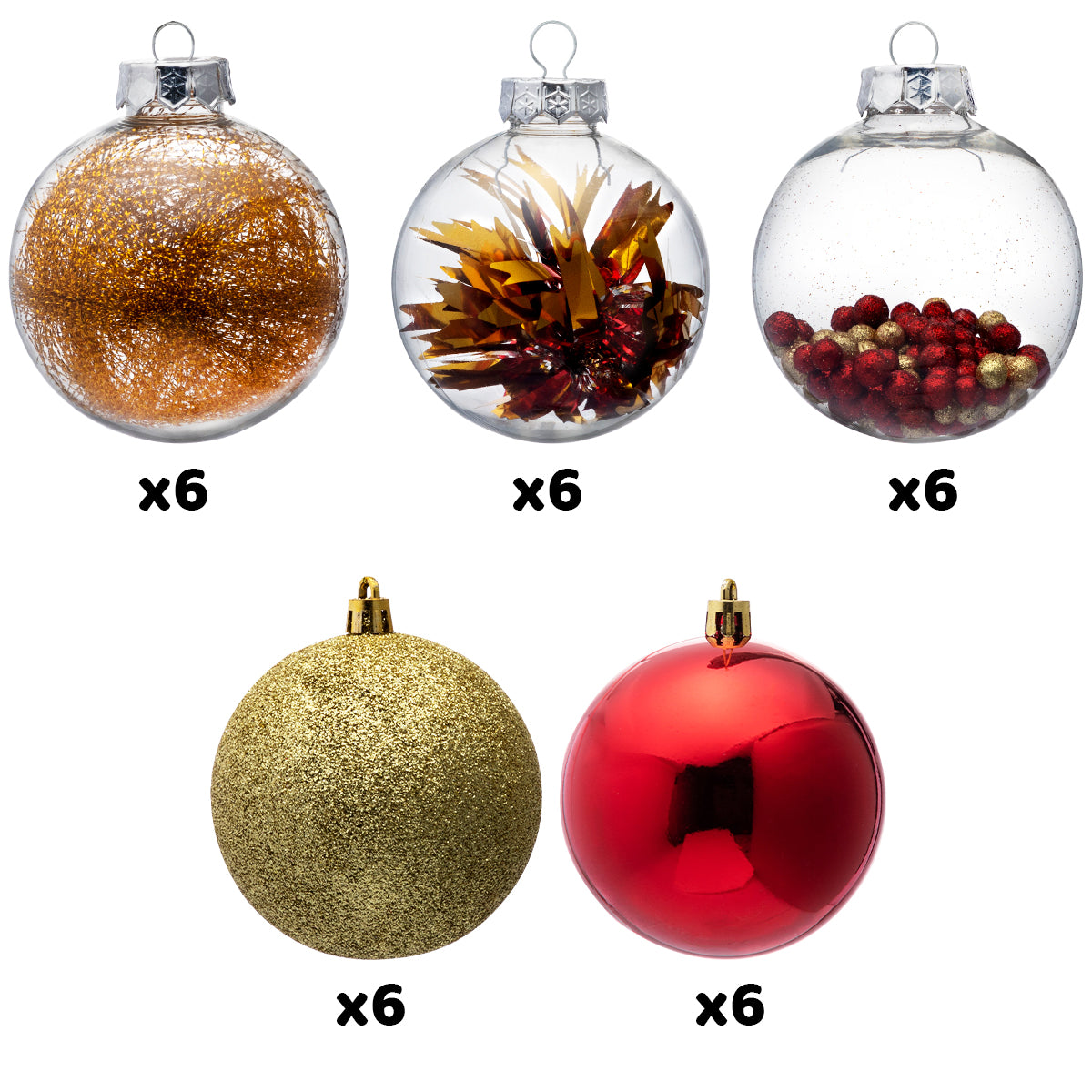 Assorted Christmas Ball Ornaments, 30 Pcs