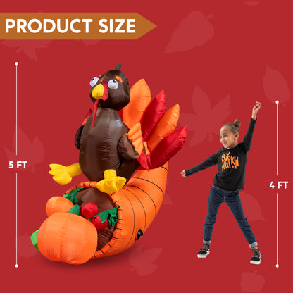 Tall Thanksgiving Turkey on Cornucopia (5 ft)