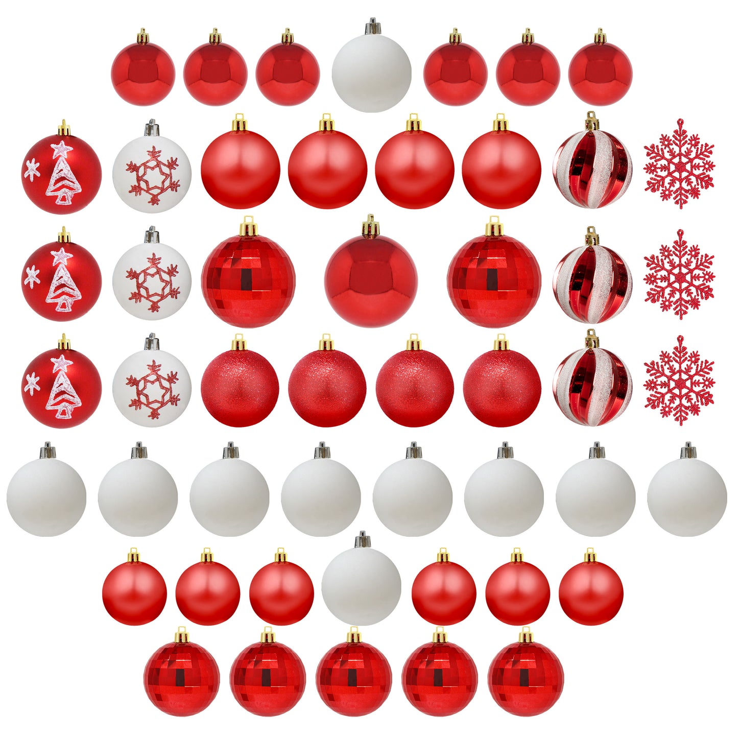 50 Pcs Christmas Ornaments, Red and White