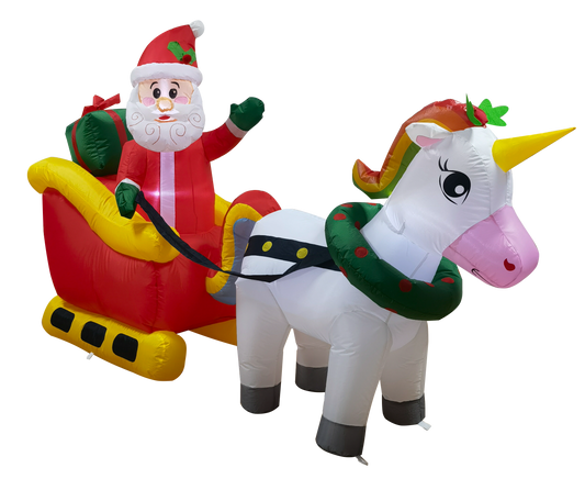 6ft Long Christmas inflatable ride a unicorn costume-Drawn Sleigh