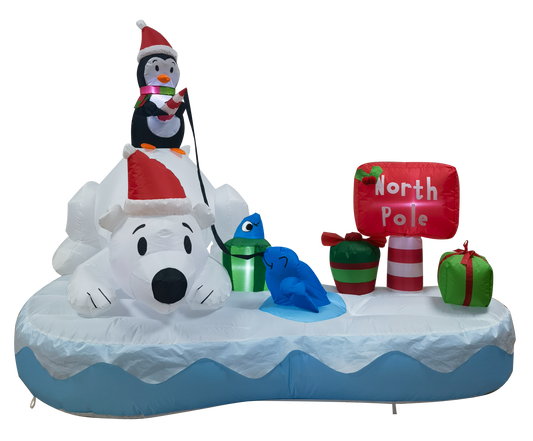 6ft Inflatable Christmas Penguin Go Fishing