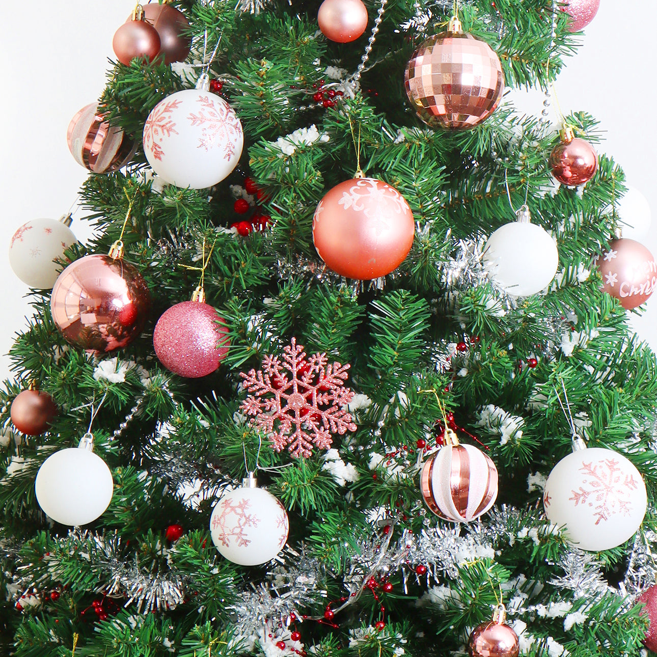 50 Pcs Rosegold & White Christmas Ornaments
