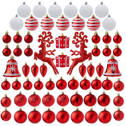 66 Pcs Christmas Assorted Ornaments Red & White