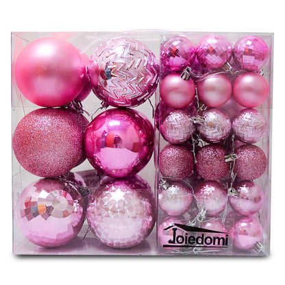 46ct Assorted Size Light Pink Christmas Ball Ornaments