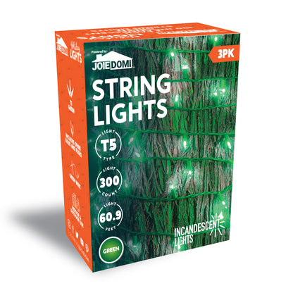 3 Set of 100 Count Green Green Wire String Lights