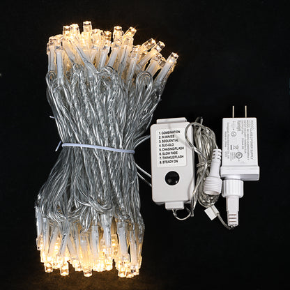 100 Warm White LED Clear Wire String Lights