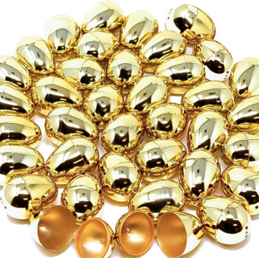 36Pcs Shiny Golden Metallic Easter Egg Shells 3in
