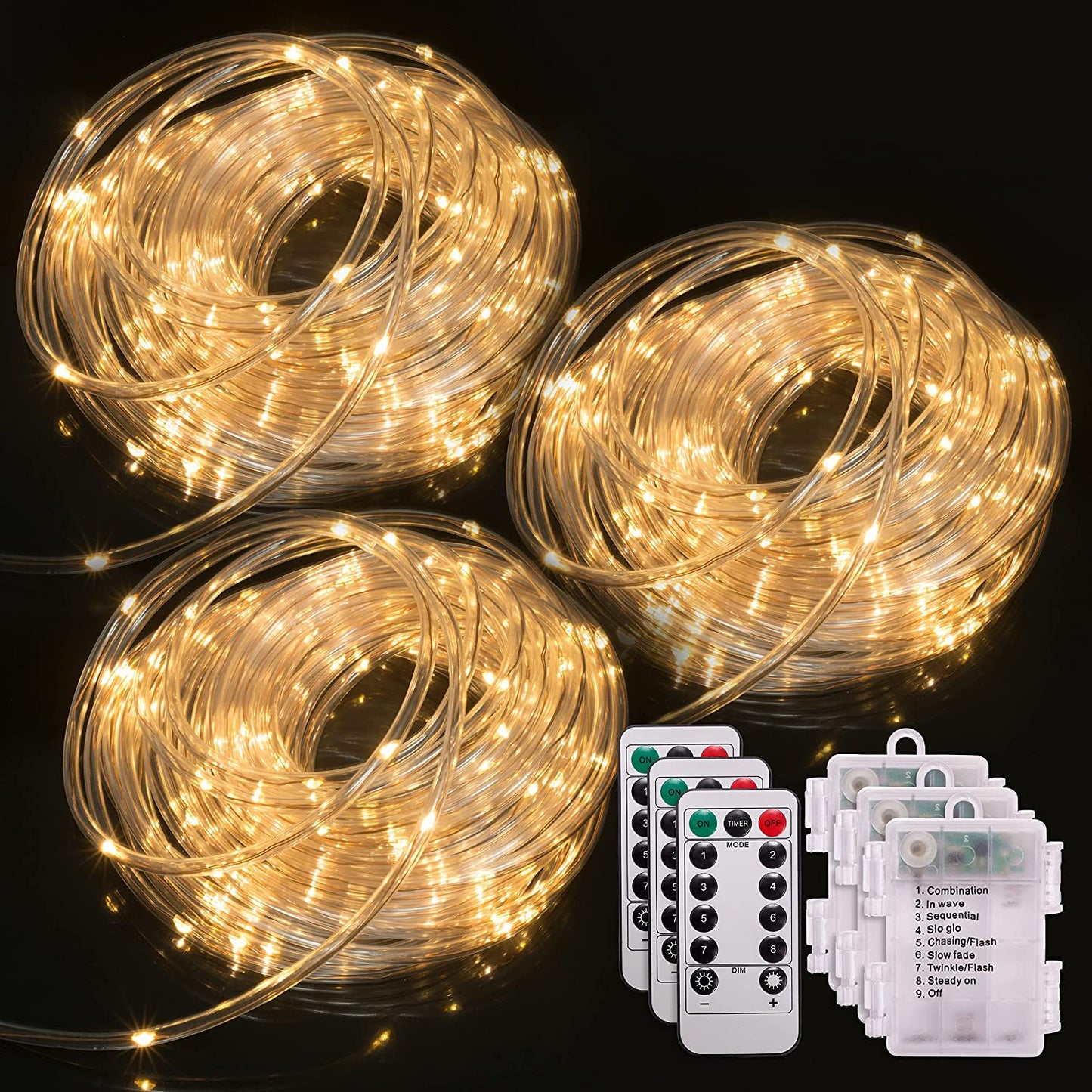 46ft 120 Count LED Rope Light with Remote Control -3 Pcs