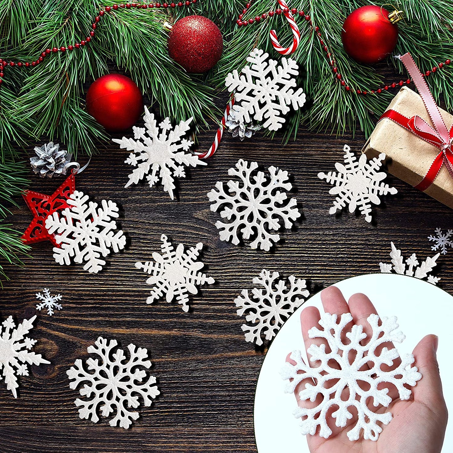 White Snowflake Ornaments Christmas, 36 Pcs