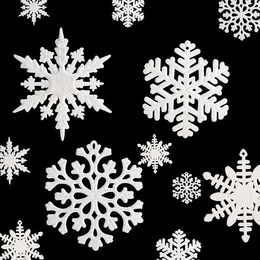 White Snowflake Ornaments Christmas, 36 Pcs