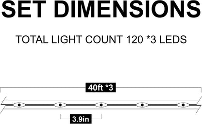 46ft 120  LED Rope Light Multicolor 3Pcs