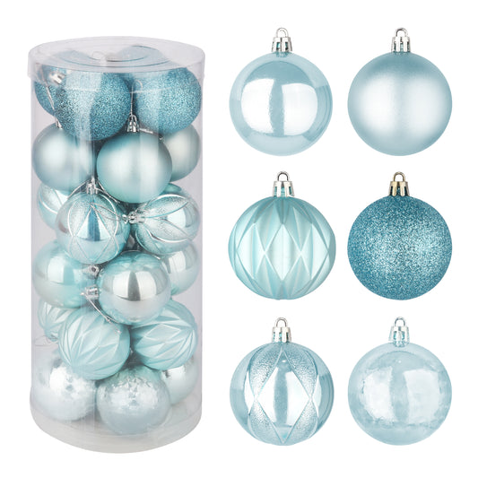 2.36in Teal Christmas Ball Ornaments 24Pcs