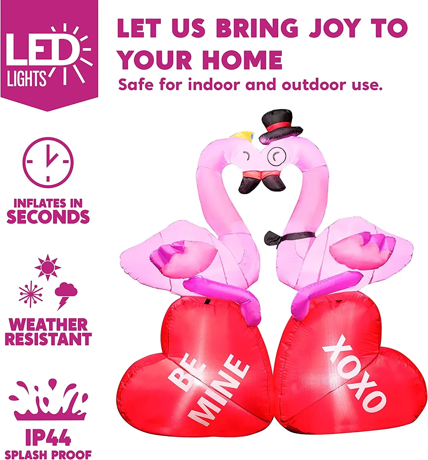 5FT Tall LED Lights Flamingos Couple Valentines Day Holiday Inflatable Decoration