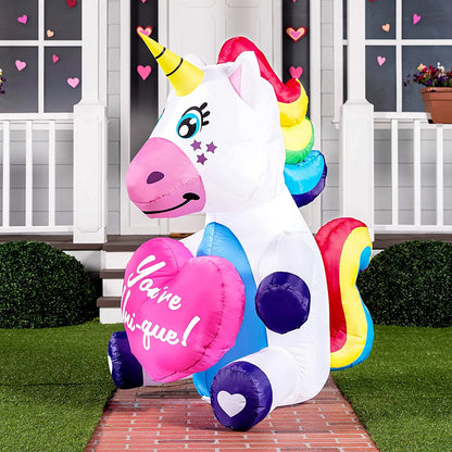 5FT Tall Sitting inflatable ride a unicorn costume Yard Decoration