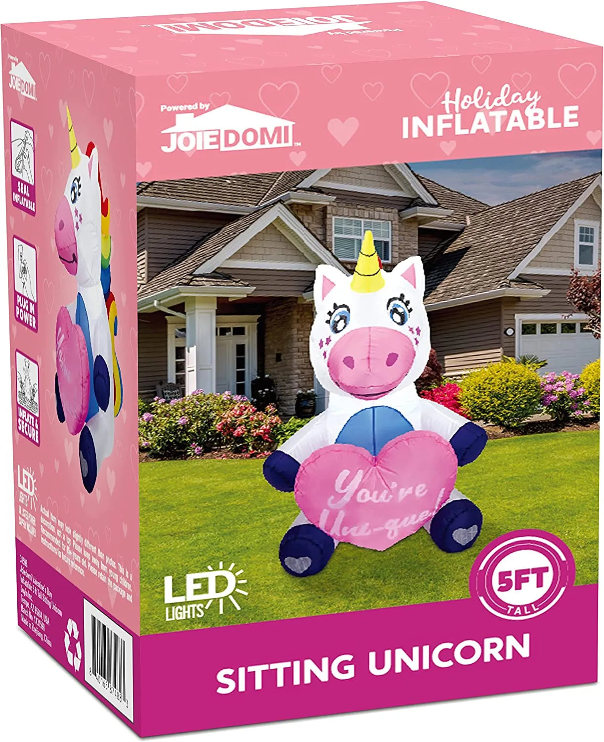 5FT Tall Sitting inflatable ride a unicorn costume Yard Decoration