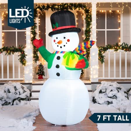 Large Snowman With Present Inflatable (7 Ft) – JOIEDOMI