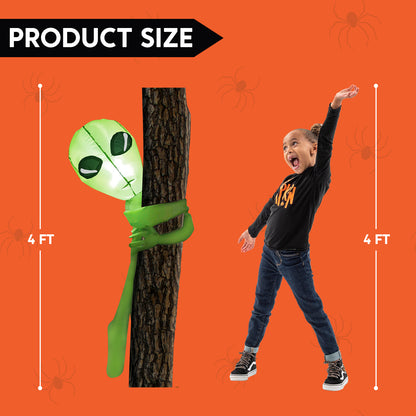 4 FT Tall Halloween Inflatable Alien Tree Hugger