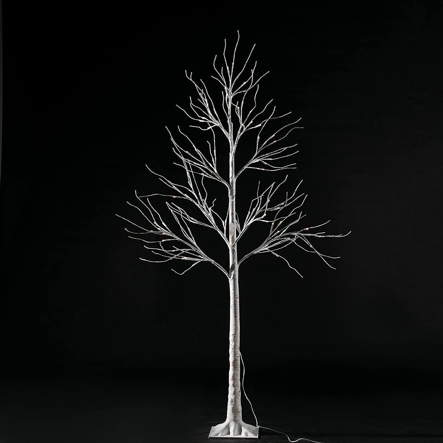 6ft White Birch Tree Decoration with 96 LED Lights