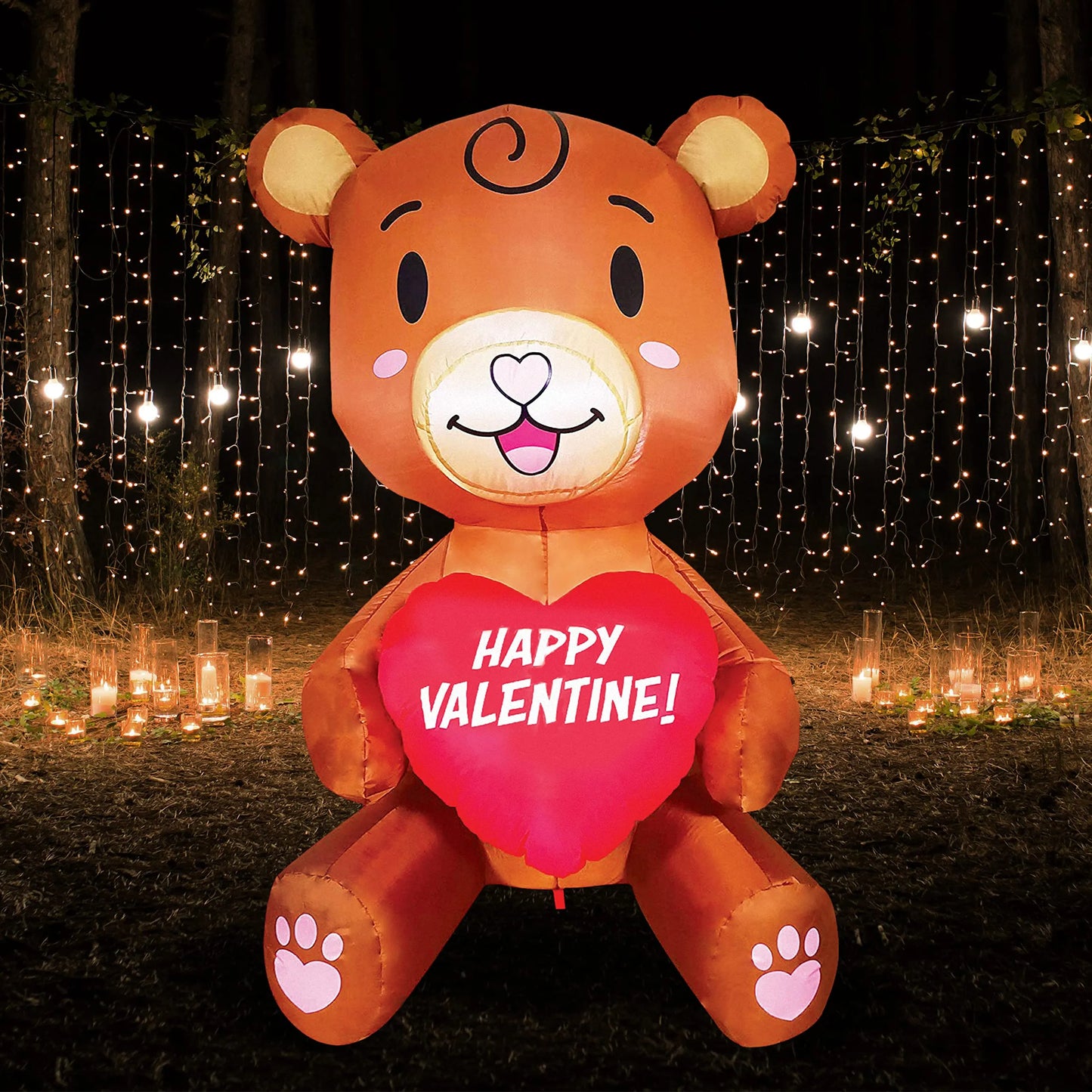 Tall Brown Bear with Heart Valentine Inflatable (5ft)
