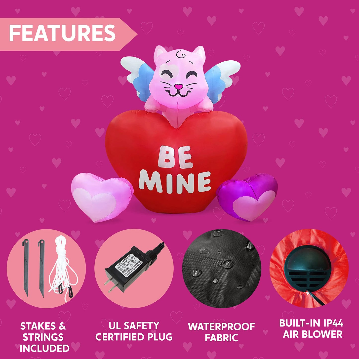 Tall Kitty on Hearts Valentine Inflatable (5ft)
