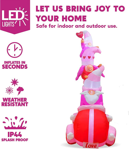 6 FT Tall Inflatable Stacking Gnomes with LED Lights