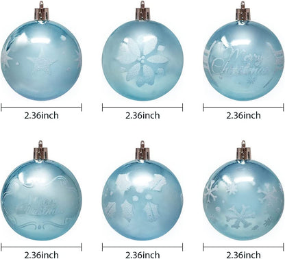 60mm/2.36" Baby Blue Christmas Ornament with Glittering Painting 24Pcs