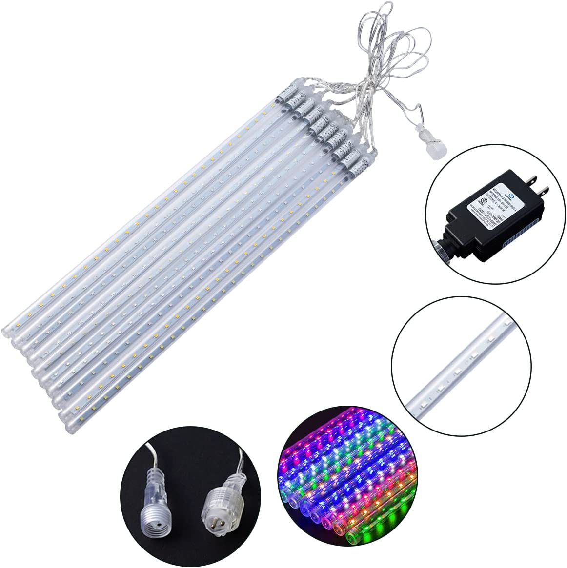 540 LED Meteor Shower Rain Lights 10 Tubes 50cm Multicolor, 1 Pack