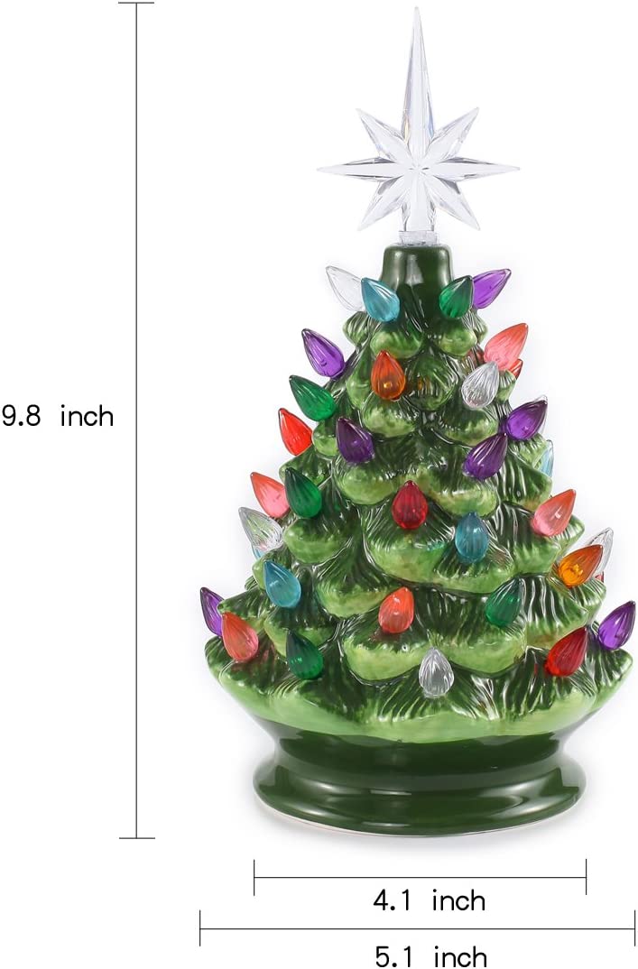 9in Tabletop Prelit Ceramic Christmas Tree