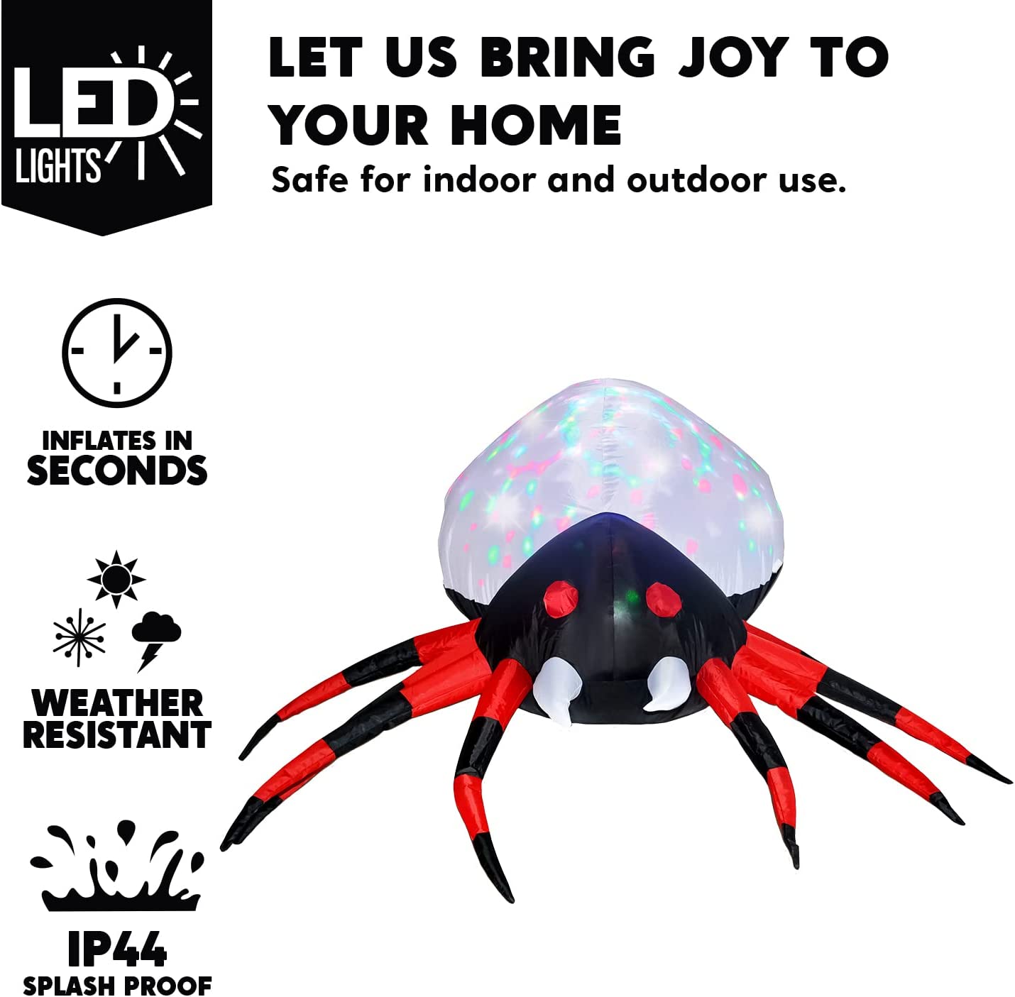 Tall Projection Kaleidoscope White Spider Inflatable (4 ft)